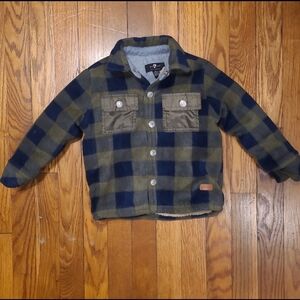 2T 7 For All Mankind Navy & Green Sherpa-Trim Jacket Coat